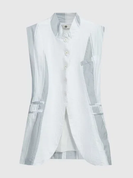Жилет в смужку з ефектом жатки Marc Le Bihan білий