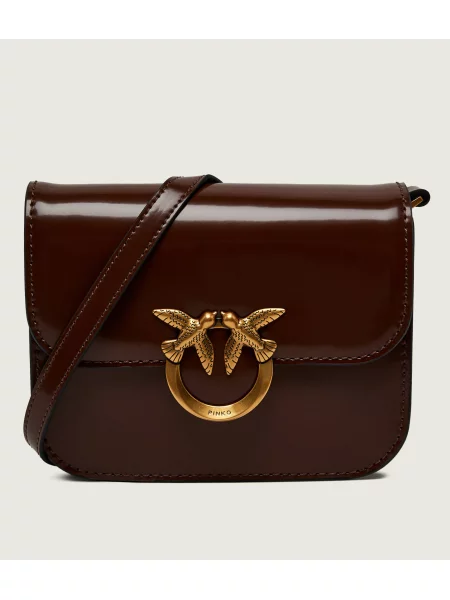 Pinko De piele geantă poștaș Love Box Bag Mini maro