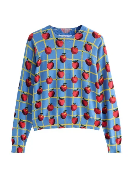 Next Pulover azuriu / galben / rodie / merlot roșu