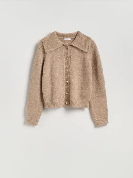 Reserved Cardigan cu guler bej