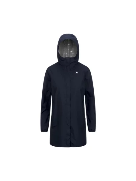 Kurtka K-way w grochy ze stretchu niebieska