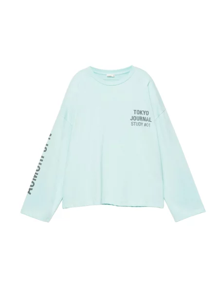 Pull&Bear Tričko nebeská modř / tmavě zelená