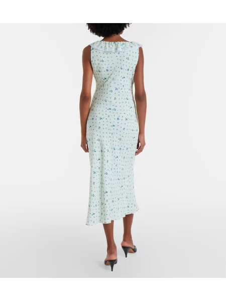 Rochie midi Alessandra Rich de mătase cu model floral verde