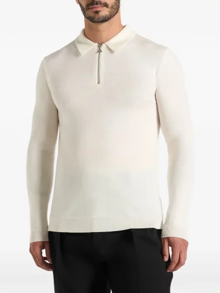 Lung tricou polo Manière De Voir cu mâneci lungi alb