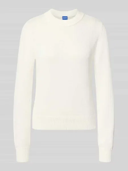 Sweter w kroju regular fit z czystej bawełny model Saje_B' Hugo Blue beżowy