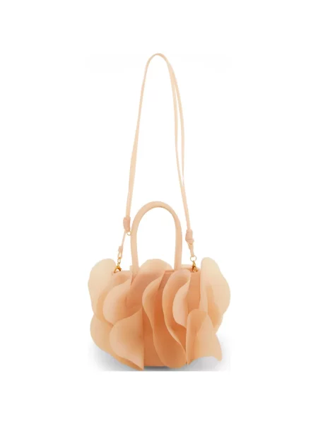 Shopperka Farm Rio w kwiatki z naszywkami pomarańczowa