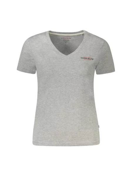 Koszulka Guess Jeans z dekoltem w serek szara