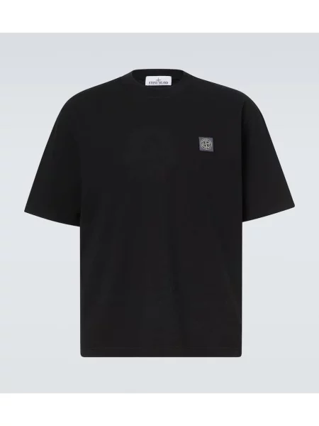 Hímzett jersey póló Stone Island fekete