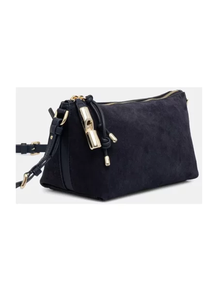 Furla torebka crossbody zamszowa granatowa