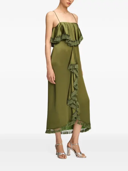 Rochie midi Cinq A Sept de mătase verde