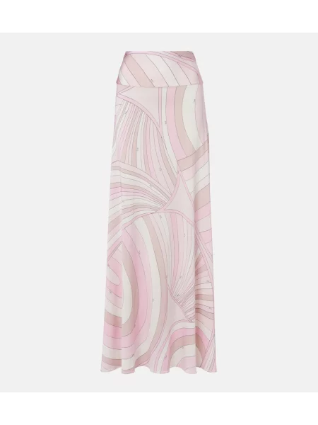 Fusta maxi Pucci din satin roz