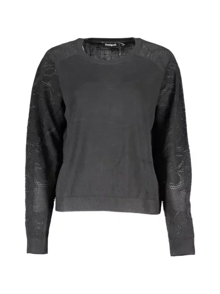 Pulover Desigual din dantelă gri