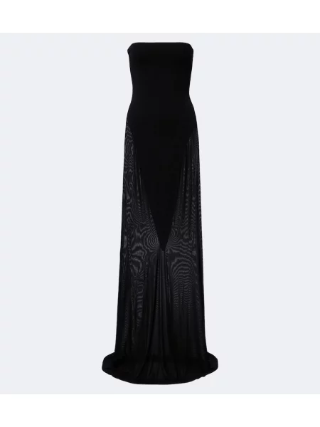 Rochie maxi Alaïa din jerseu fără bretele negru