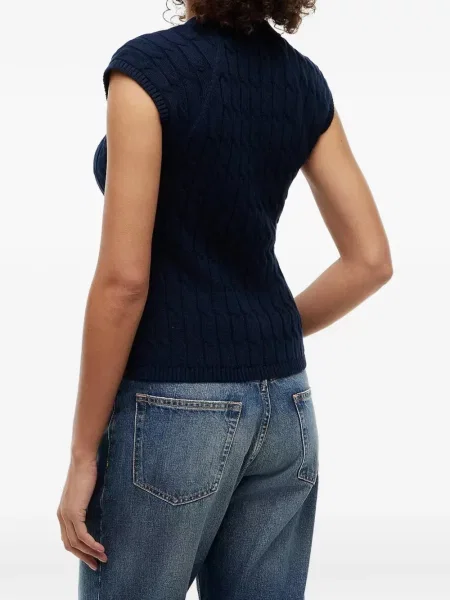 Αμάνικη πλεκτή ζακέτα Tommy Hilfiger μπλε
