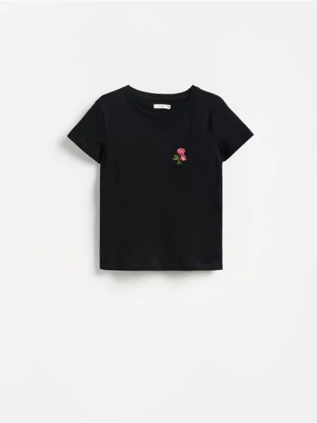 Reserved Tricou din cu aplicații negru