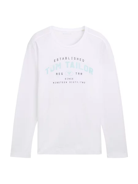 TOM TAILOR Tricou albastru pastel / negru alb