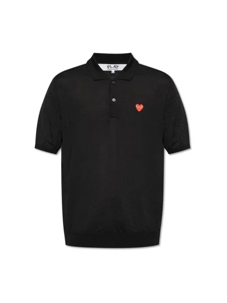 Koszulka polo Comme Des Garcons Play wełniana czarna