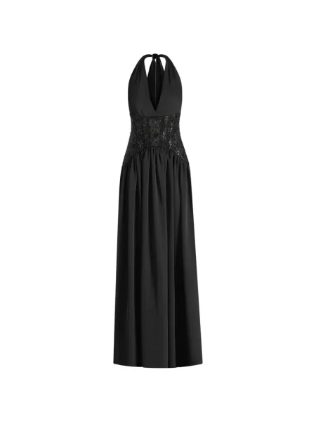 Rochie maxi Manière De Voir cu gât halter negru