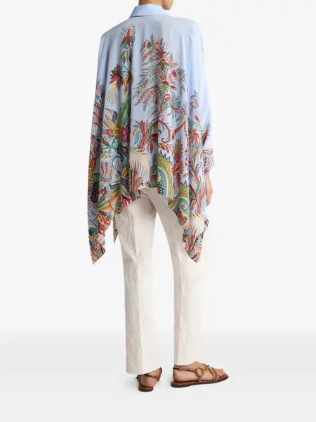 Μεταξωτό πουκάμισο Etro με σχέδιο paisley μπλε