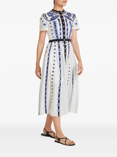 Rochie tip cămașă Temperley London cu broderie alb