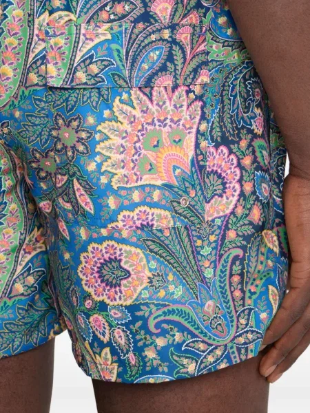 Slip de baie Etro cu imagine cu model paisley albastru