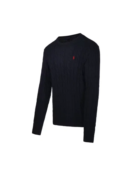 Sweter z dzianiny z wyhaftowanym logo Polo Ralph Lauren niebieski