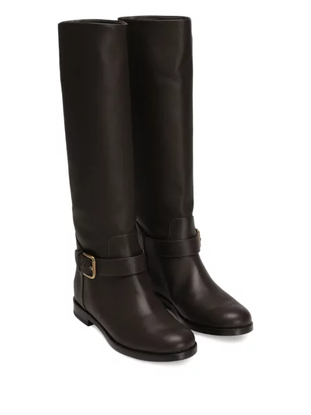 Botine Dolce & Gabbana din piele cu cataramă maro