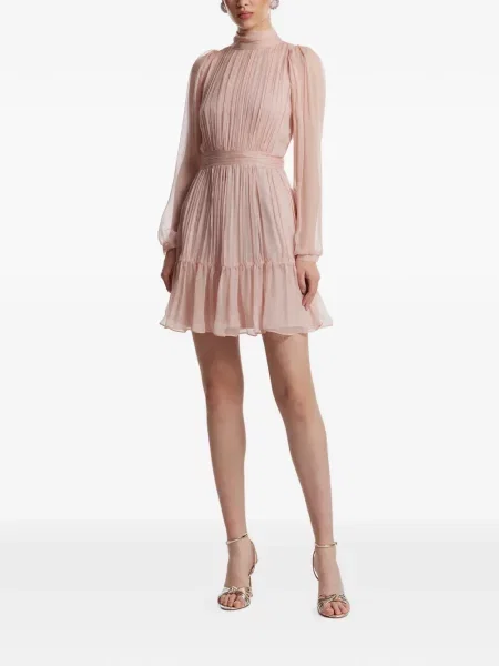 Rochie mini Framboise cu volane de costum roz