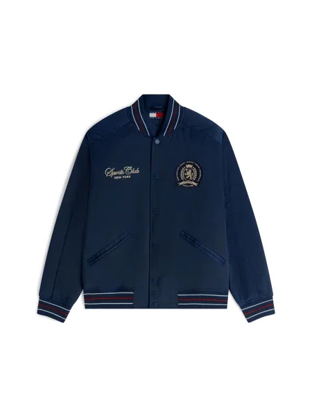 Tommy Jeans Geacă de primăvară-toamnă SOUVENIR bleumarin / maro mokka / roșu cireș alb
