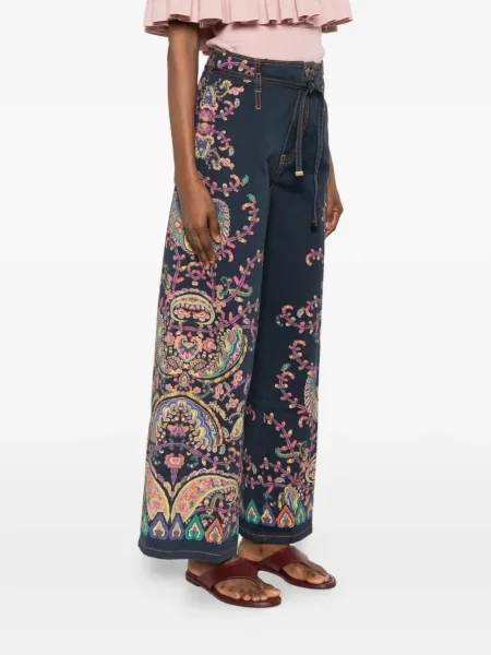 Jeansy Etro z nadrukiem z wzorem paisley niebieskie