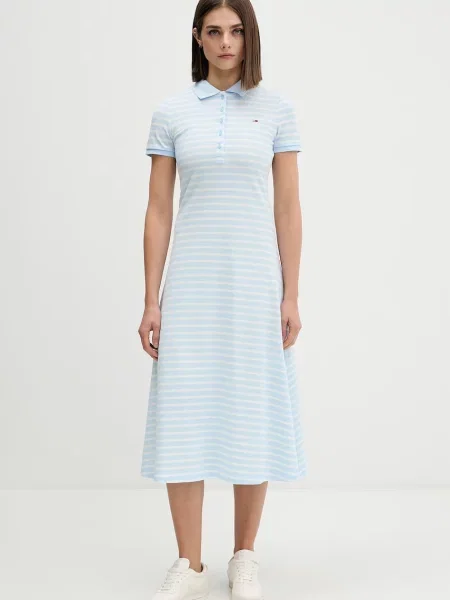Tommy Jeans rochie evazată din cu albastru