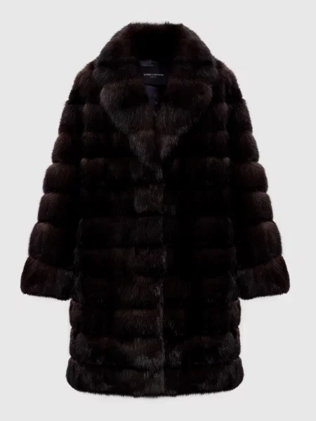 Шуба з хутра соболя з відкладним коміром Elpidio Loffredo коричнева