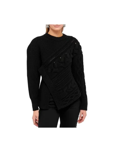 Sweter Alexander Mcqueen z nadrukiem asymetryczny czarny