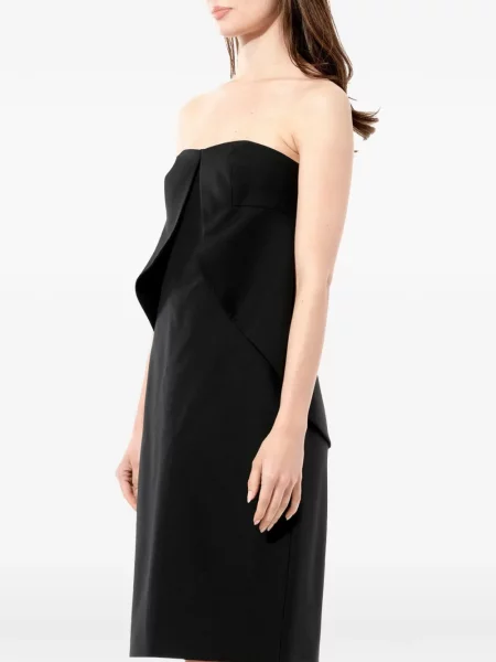 Φόρεμα Balenciaga με βολάν στράπλες μαύρο