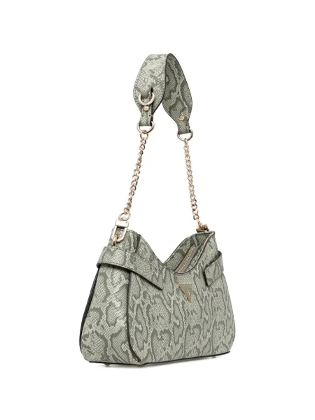 Чанта Guess с принт със змийски принт зелено