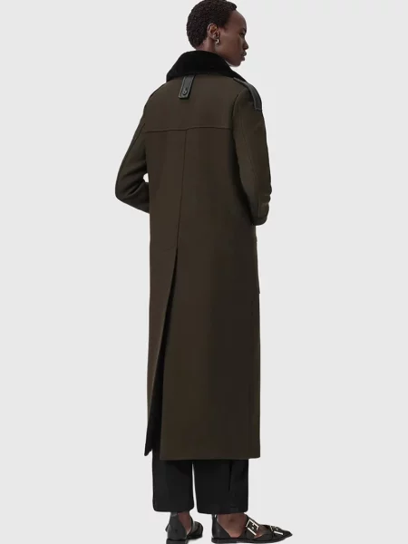 AllSaints płaszcz z dodatkiem wełny czarny