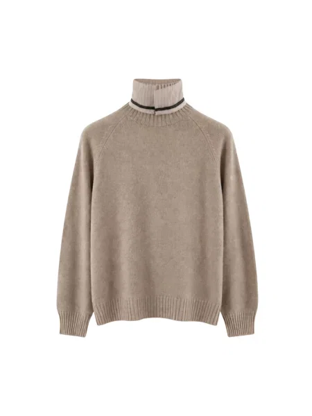 Sweter z golfem Brunello Cucinelli beżowy