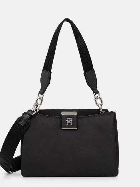 Дамска чанта Tommy Hilfiger Th Her Med Satchel Nylon Sv черен