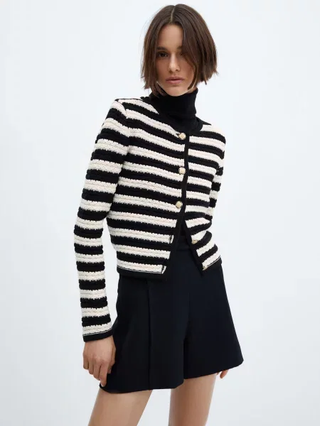 Кардиган MANGO Flok білий/чорний білий