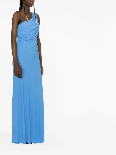 Dugo haljina Alberta Ferretti na jedno rame plava