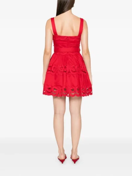 Rochie mini Self-portrait din dantelă de costum roșu