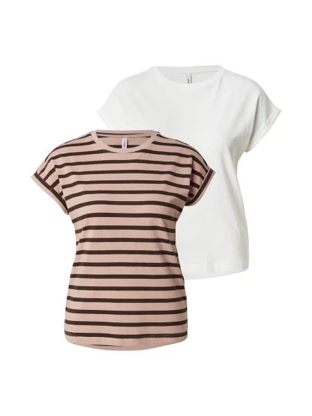 ONLY Tricou ONLHAPPY maro deschis / maro închis alb