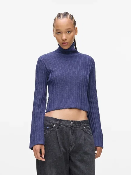 KARL LAGERFELD JEANS Megztinis Plisse tamsiai mėlyna juoda