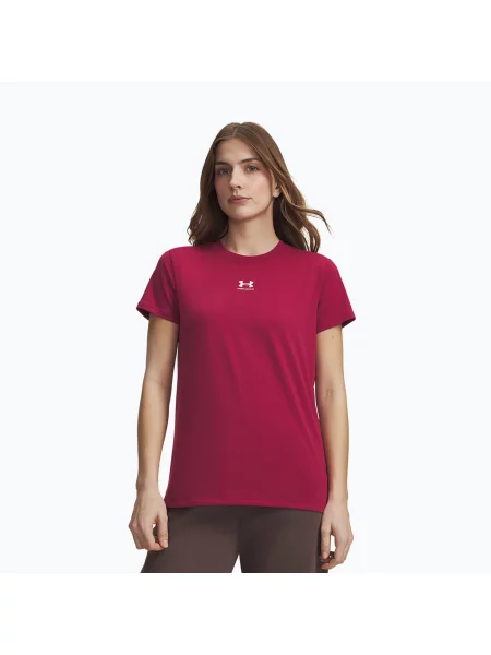 Tricou pentru femei Under Armour Rival Core claret/white alb