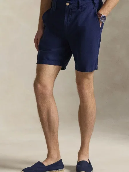 Kratke hlače z dodatkom lanu Polo Ralph Lauren modra