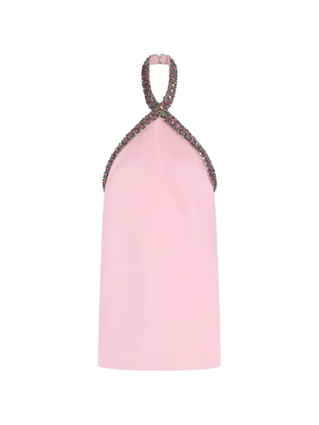 Rochie Retrofete cu gât halter roz