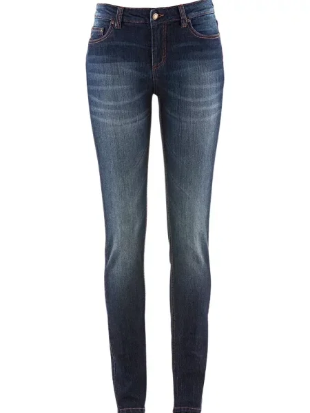 Jeansy ze stretchem skinny mid waist niebieskie