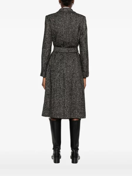 Palton Tagliatore cu model herringbone negru