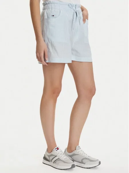 Tommy Jeans Hlače ESSENTIAL svijetloplava / bijela plava