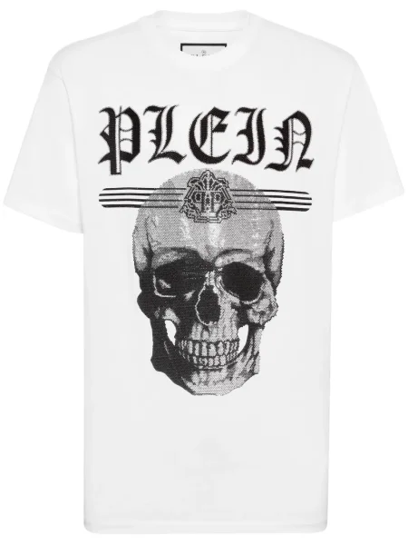 Tricou Philipp Plein de cristal alb